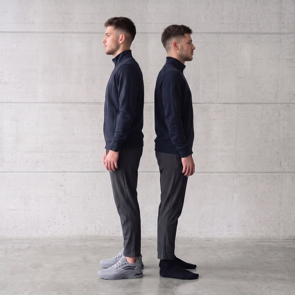 Nebbia Grigio, same man different height