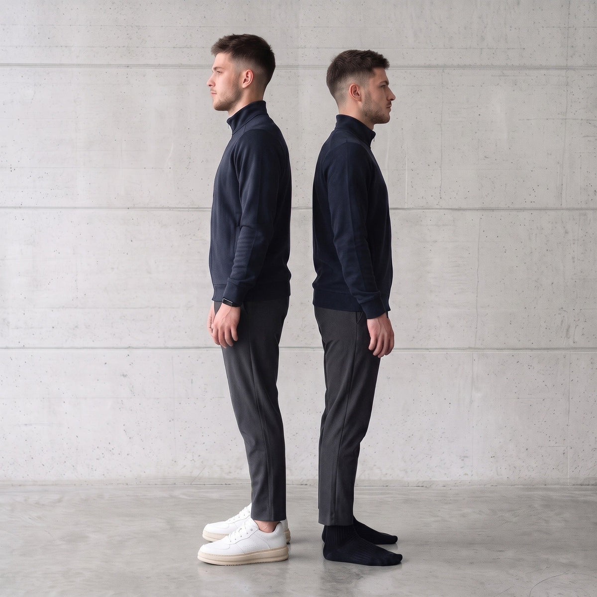 Cortile Neve, same man different height