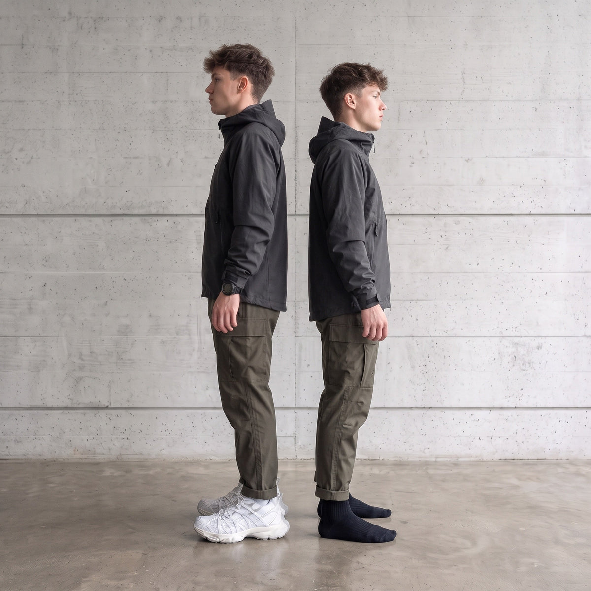 Telaio Alabastro, same man different height